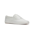 Womens Champion Square Toe Slip Soft Leather Snow White Sneaker