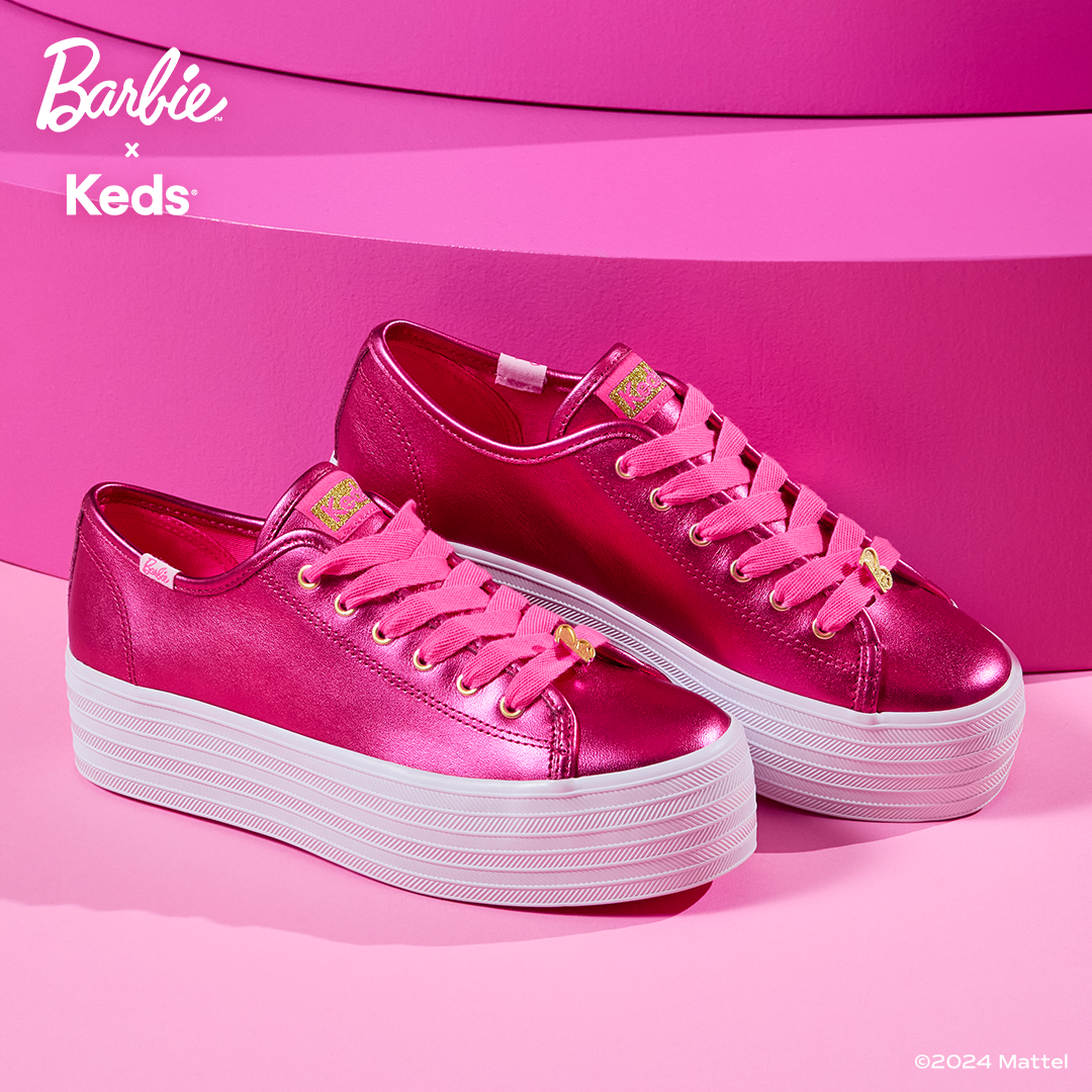 Women's Barbie Triple Up Metallic Leather Sneaker Pink