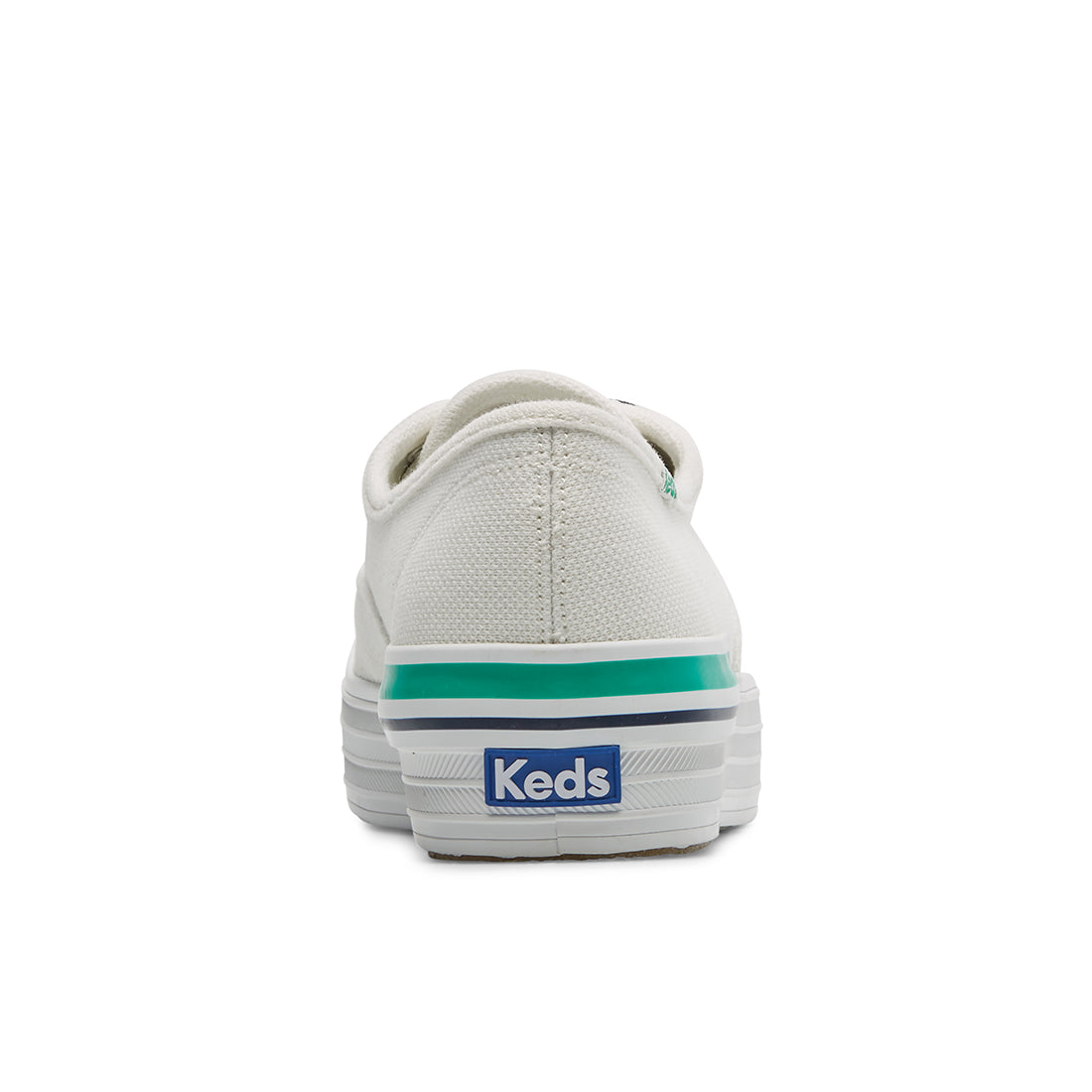 Women's The Platform Pique Stripe Canvas Sneaker White/Green — Elevated