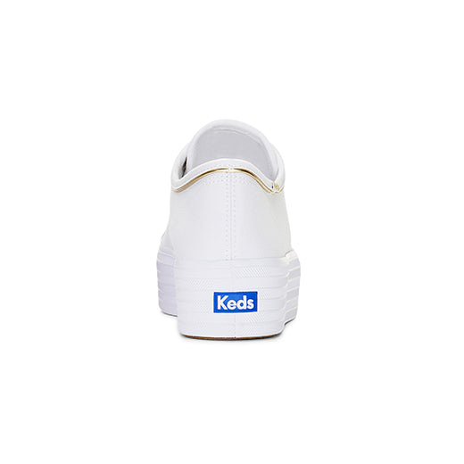 Women's Triple Up Canvas Piping White/Gold — Casual