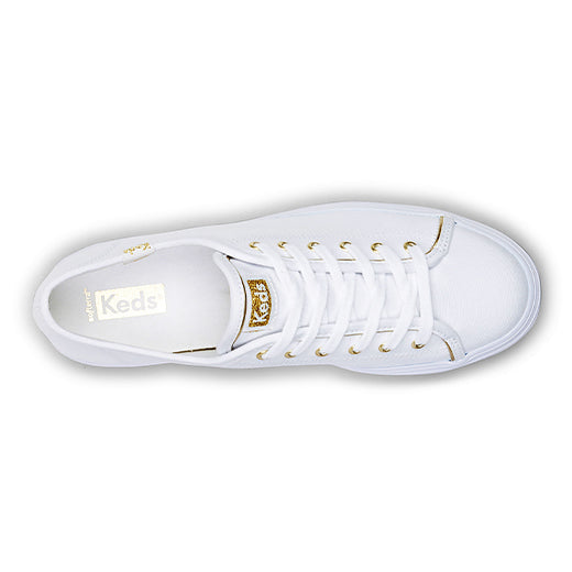 Women's Triple Up Canvas Piping White/Gold — Casual