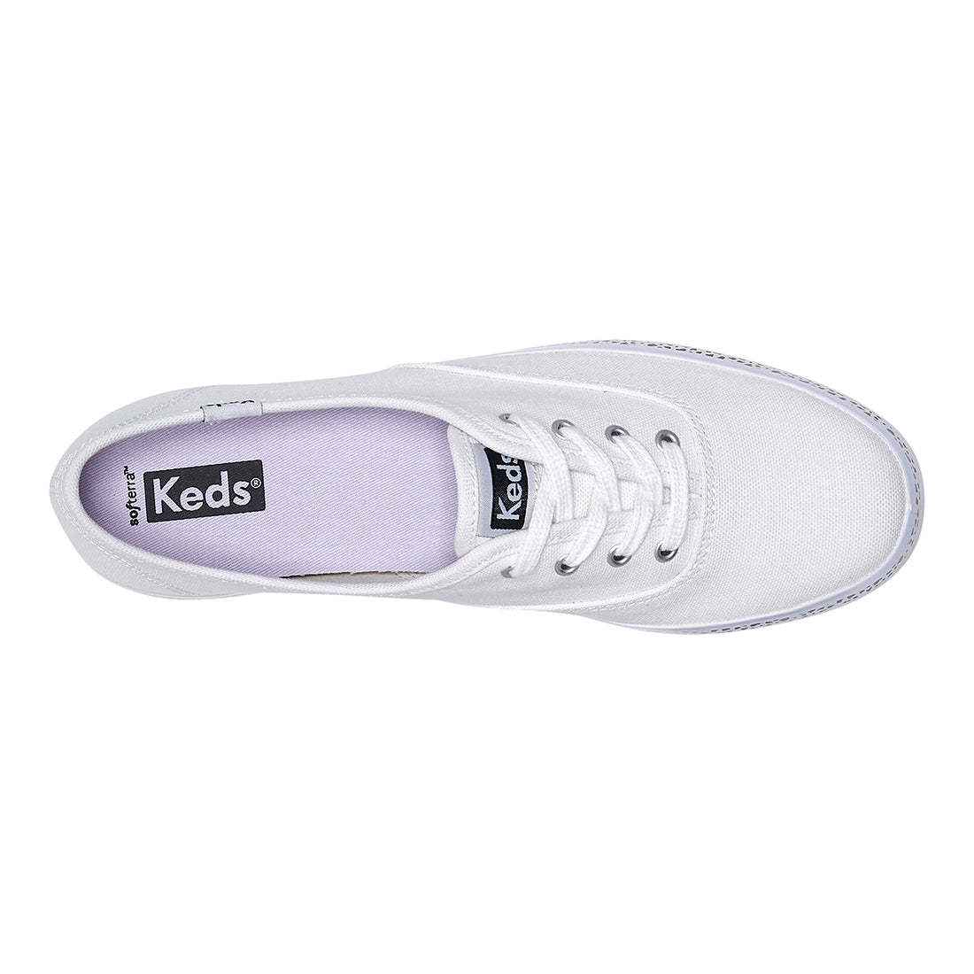 Women's The Platform Canvas Spot Stripe Foxing Sneaker White — Elevated