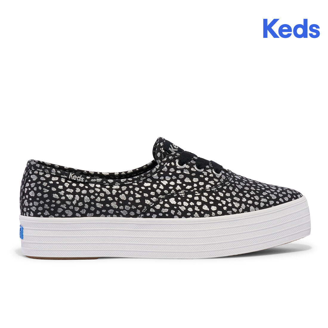 Keds Womens' Point Canvas Mini Dot Print Black/Silver — Casual