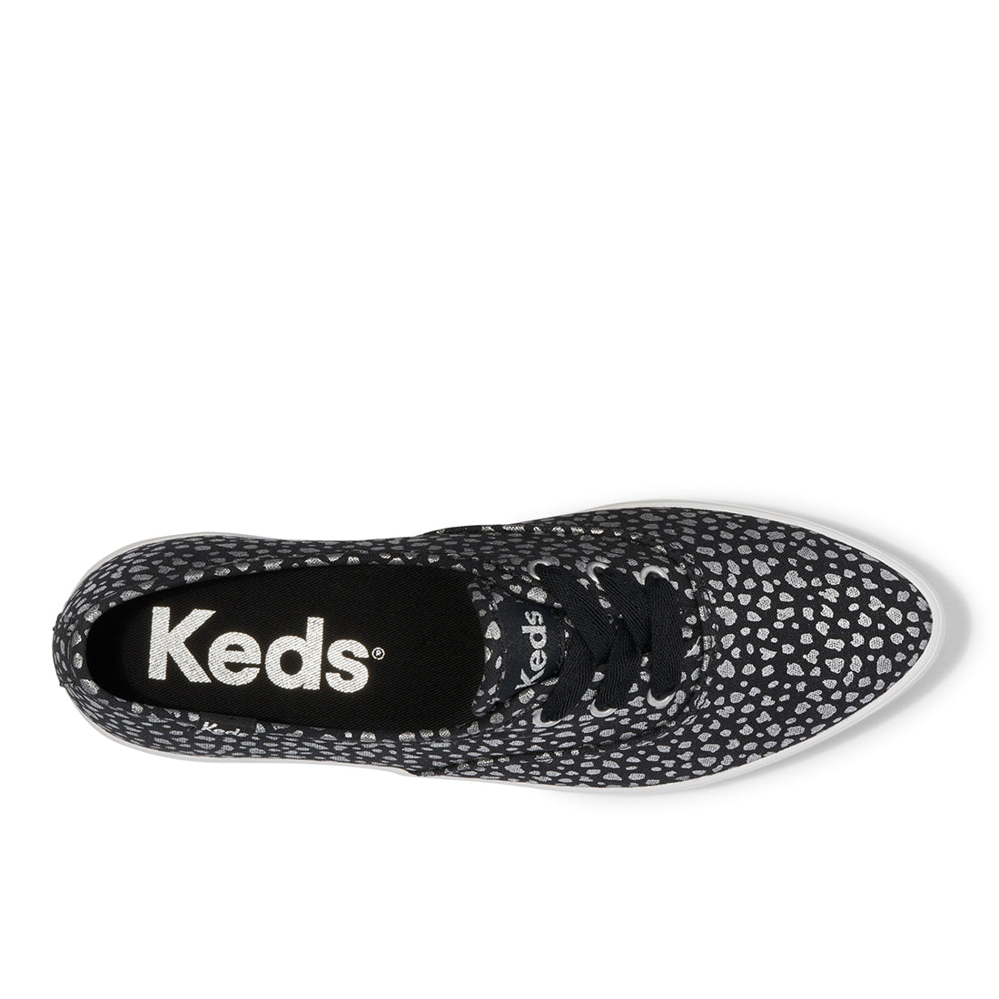 Keds Womens' Point Canvas Mini Dot Print Black/Silver