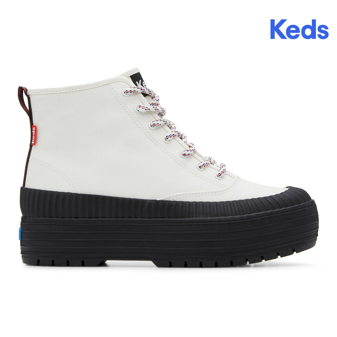 Keds Womens' The Platform Mid Lug Weatherized White/Black — Elevated