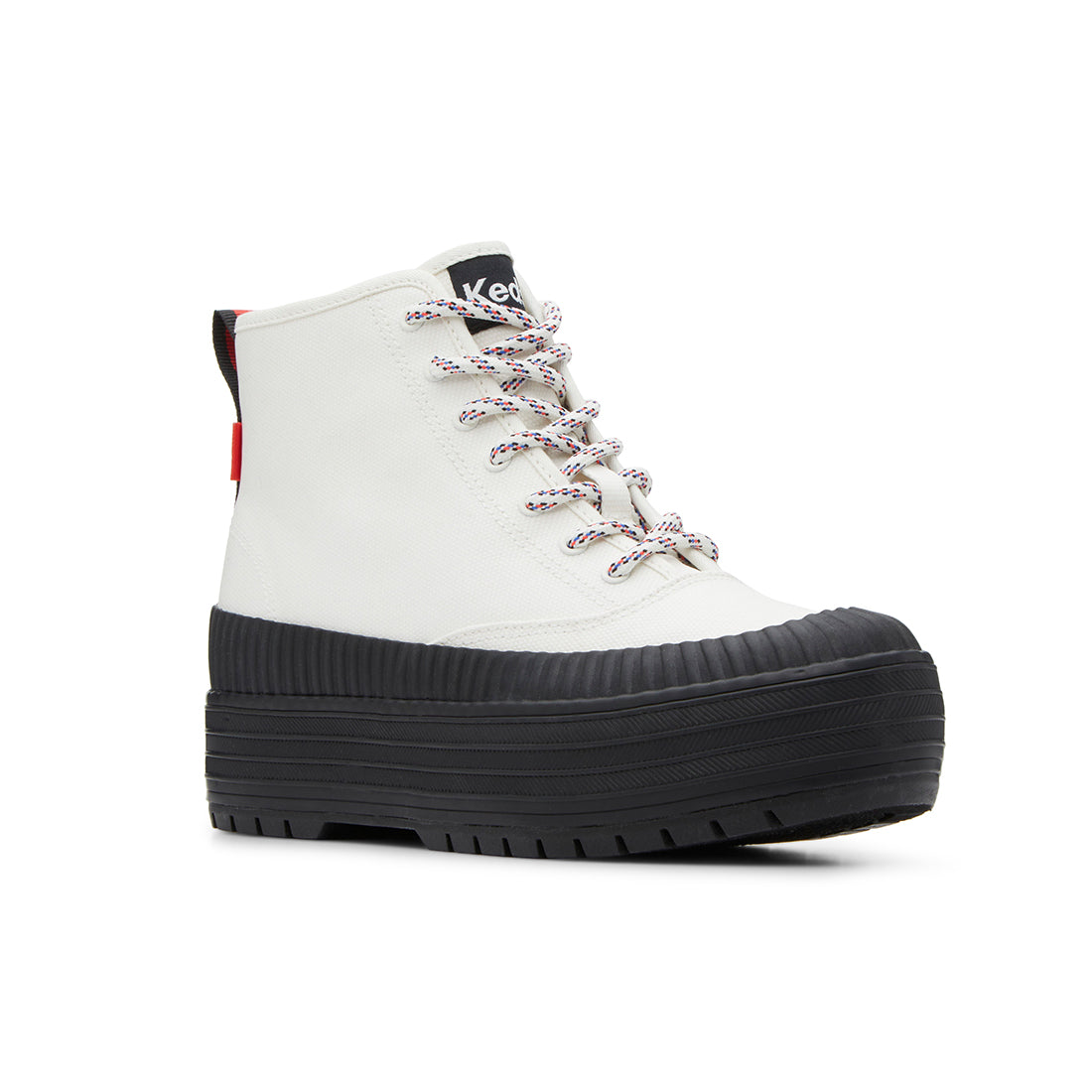 Keds Womens' The Platform Mid Lug Weatherized White/Black — Elevated