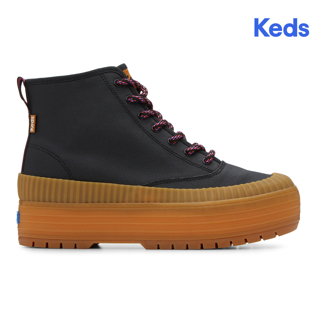 Keds Womens' The Platform Mid Lug Weatherized Black/Gum — Elevated