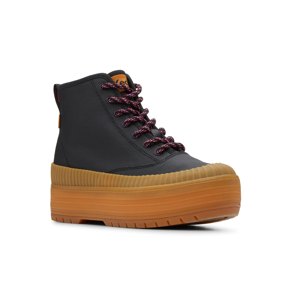 Keds Womens' The Platform Mid Lug Weatherized Black/Gum — Elevated