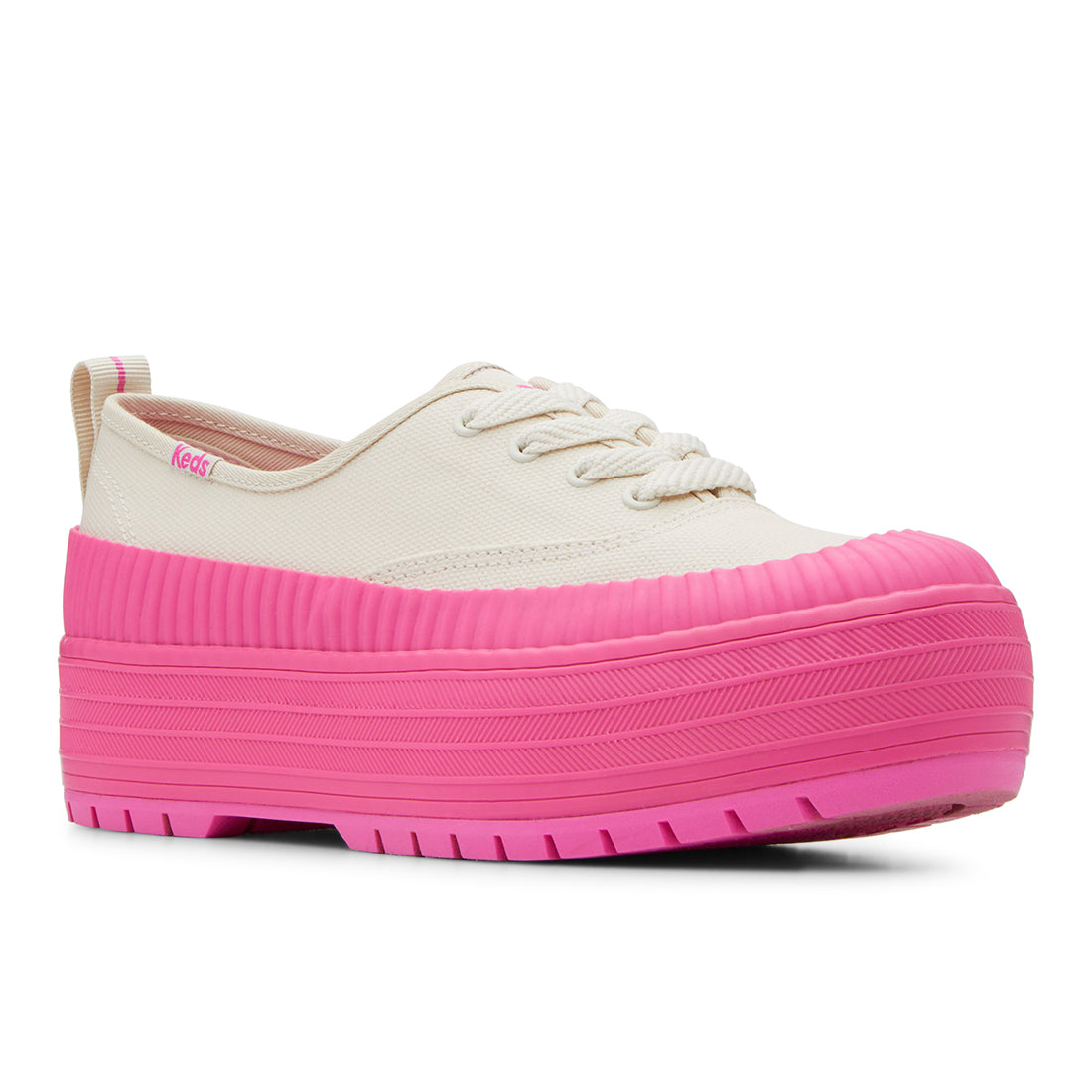 Keds Womens' The Platform Lug Weatherized Oatmeal/Pink — Elevated