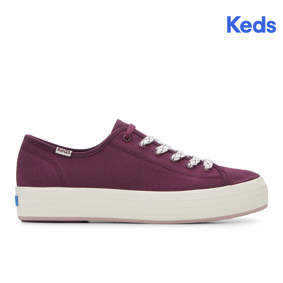 Keds Womens' Triple Kick Canvas Bottom Foxing Stripe Burgundy — Casual
