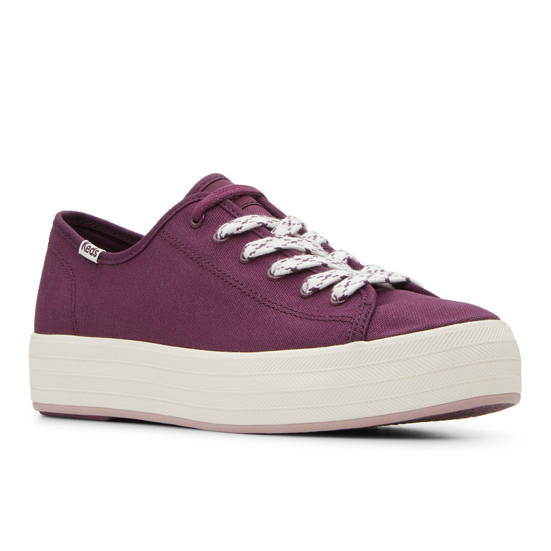 Keds Womens' Triple Kick Canvas Bottom Foxing Stripe Burgundy — Casual