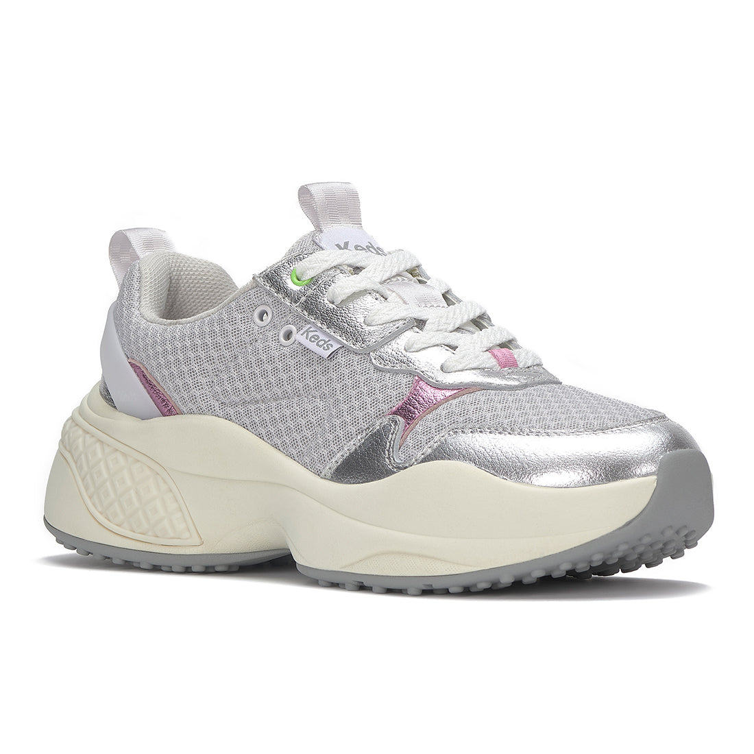 Women's Cross City Trainer Leather/Mesh Sneaker Grey/Silver — Polished