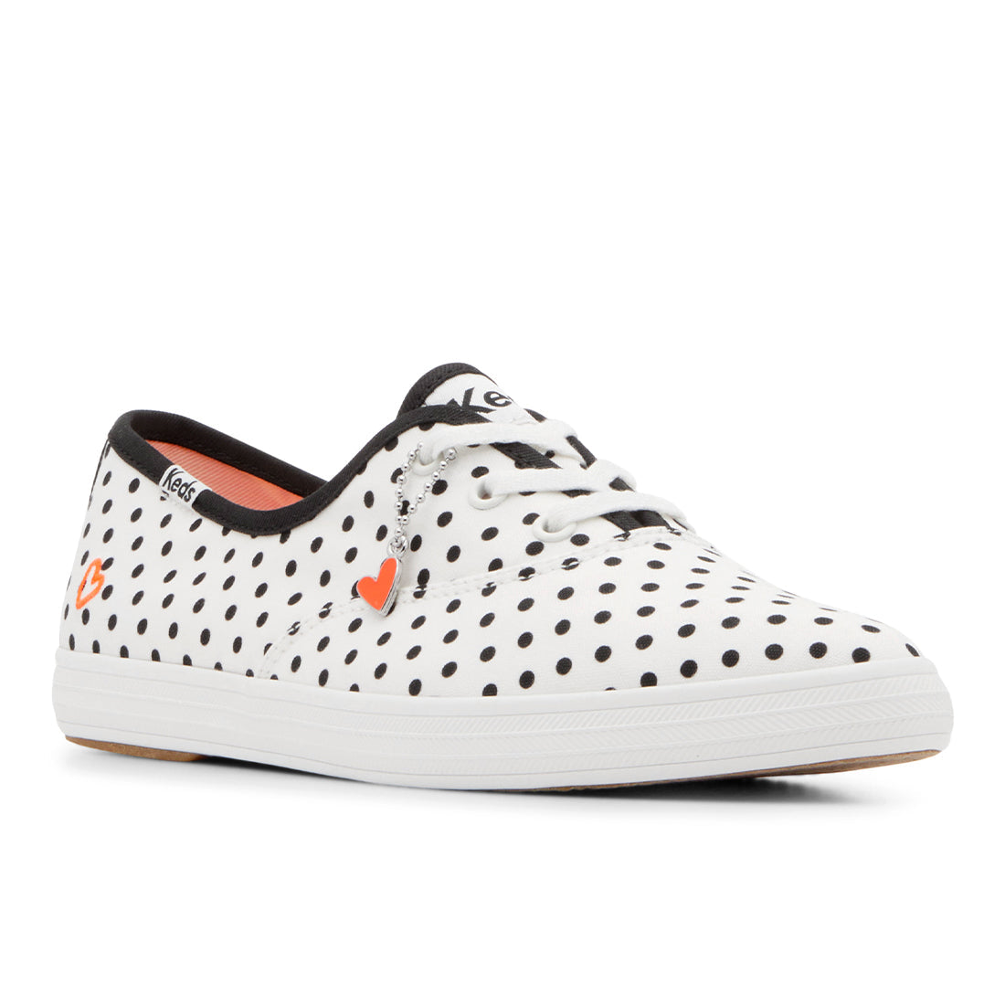 Womens Champion Point Low Canvas Small Polka Dot Sneaker Snow White/Black — Casual