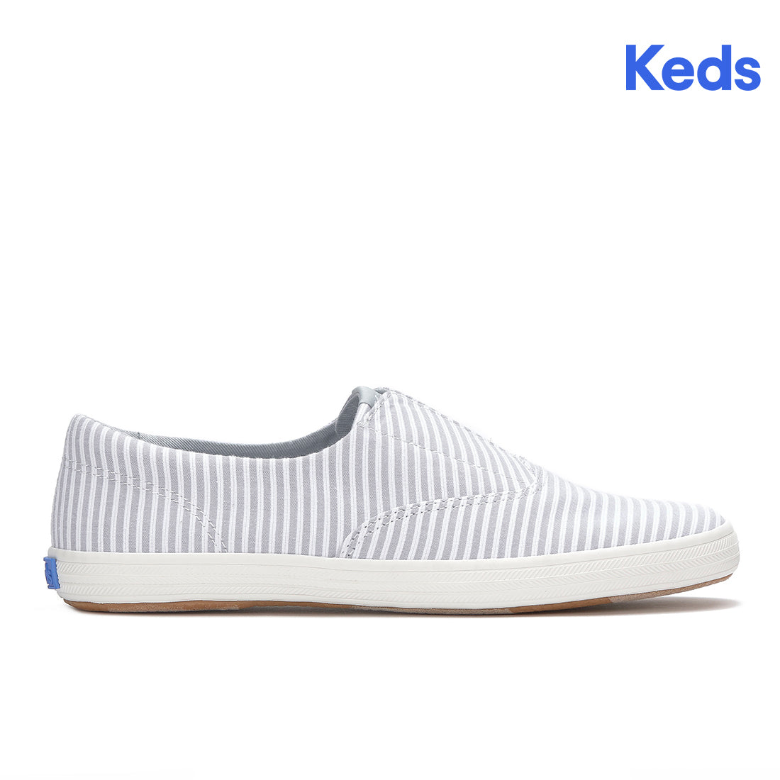 Womens Champion Round Toe Slip Ticking Stripe Sneaker Gray — Easygoing
