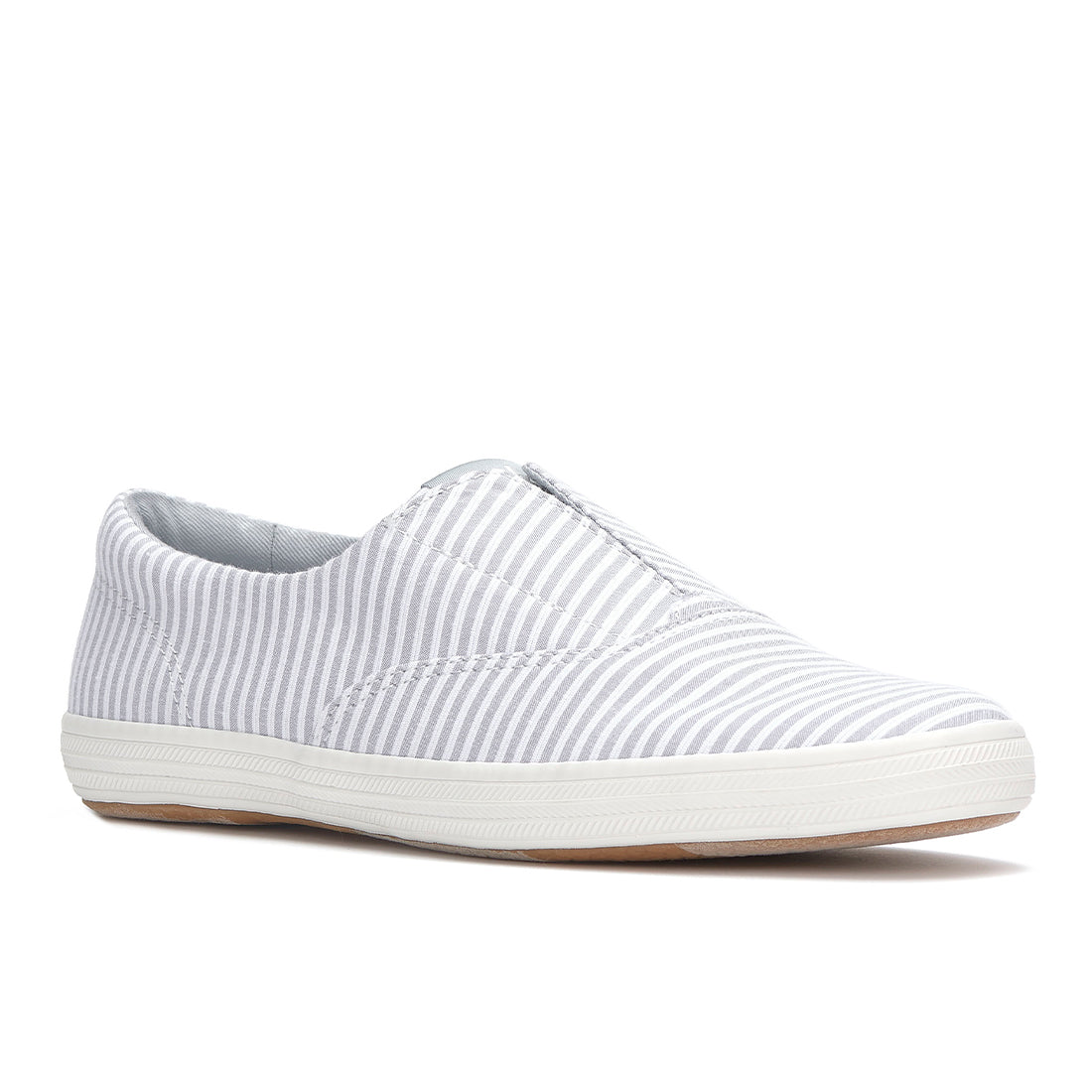 Womens Champion Round Toe Slip Ticking Stripe Sneaker Gray — Easygoing