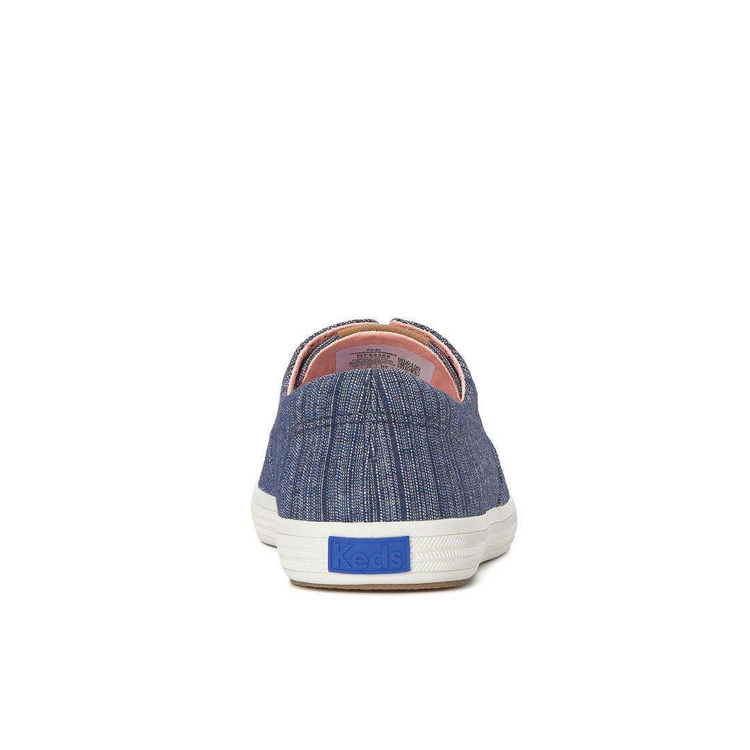 Women's Keds Champion Round Toe Slip Stripe Chambray Blue Sneaker — Easygoing