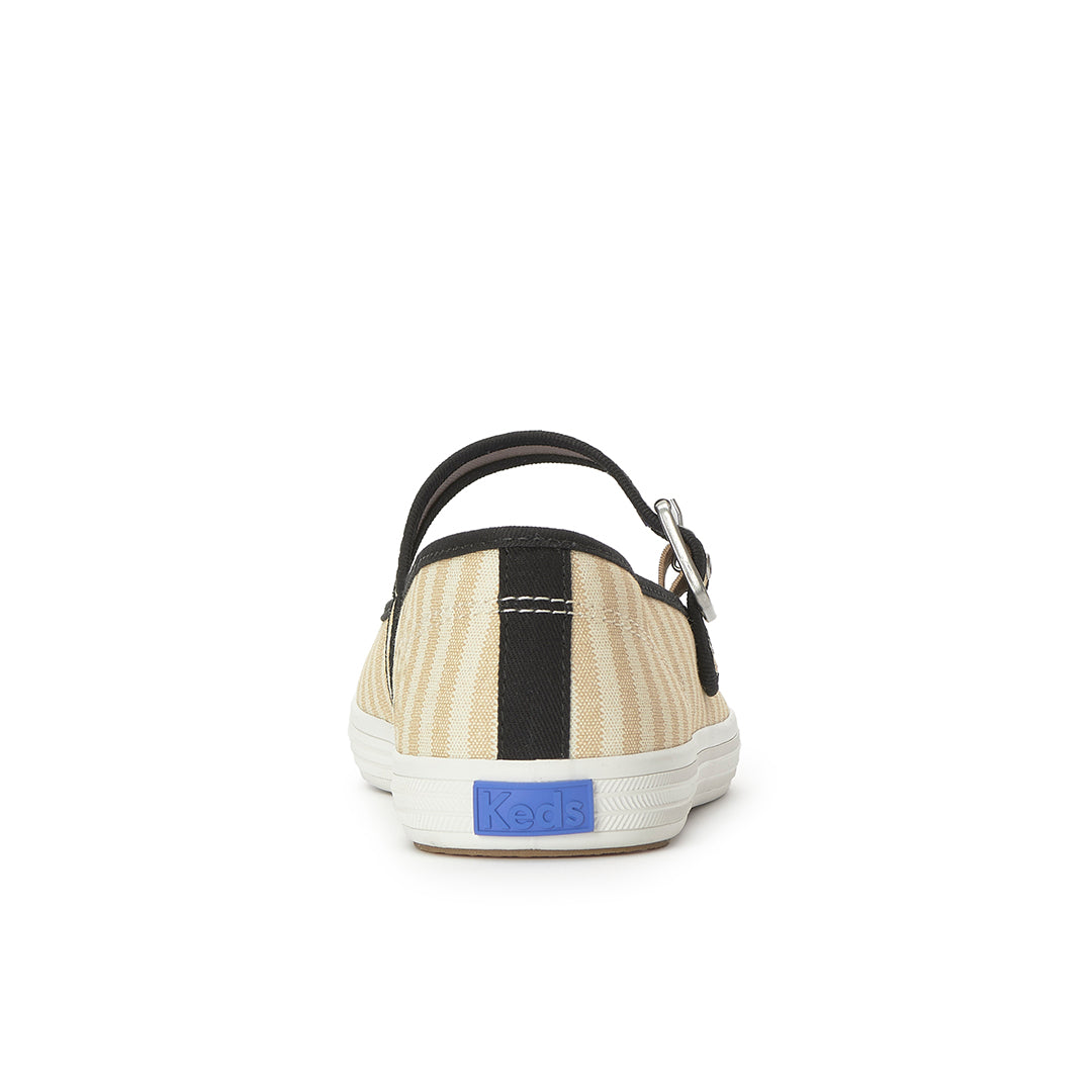 Women's Maisie Mary Jane Printed Stripe Twill Black/Natural Sneaker — Versatile
