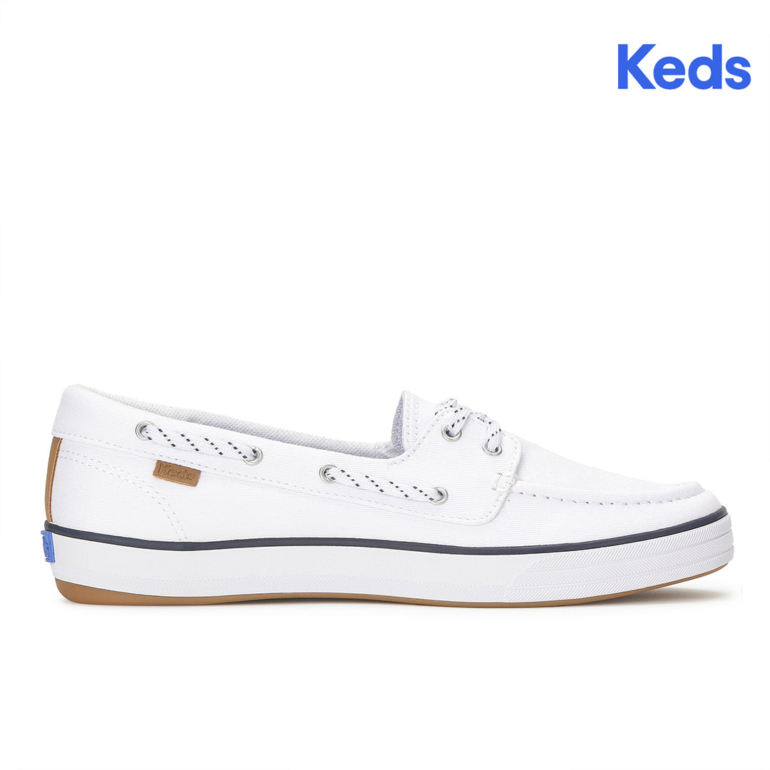 Women's Center III Boat Twill White Sneaker — Versatile