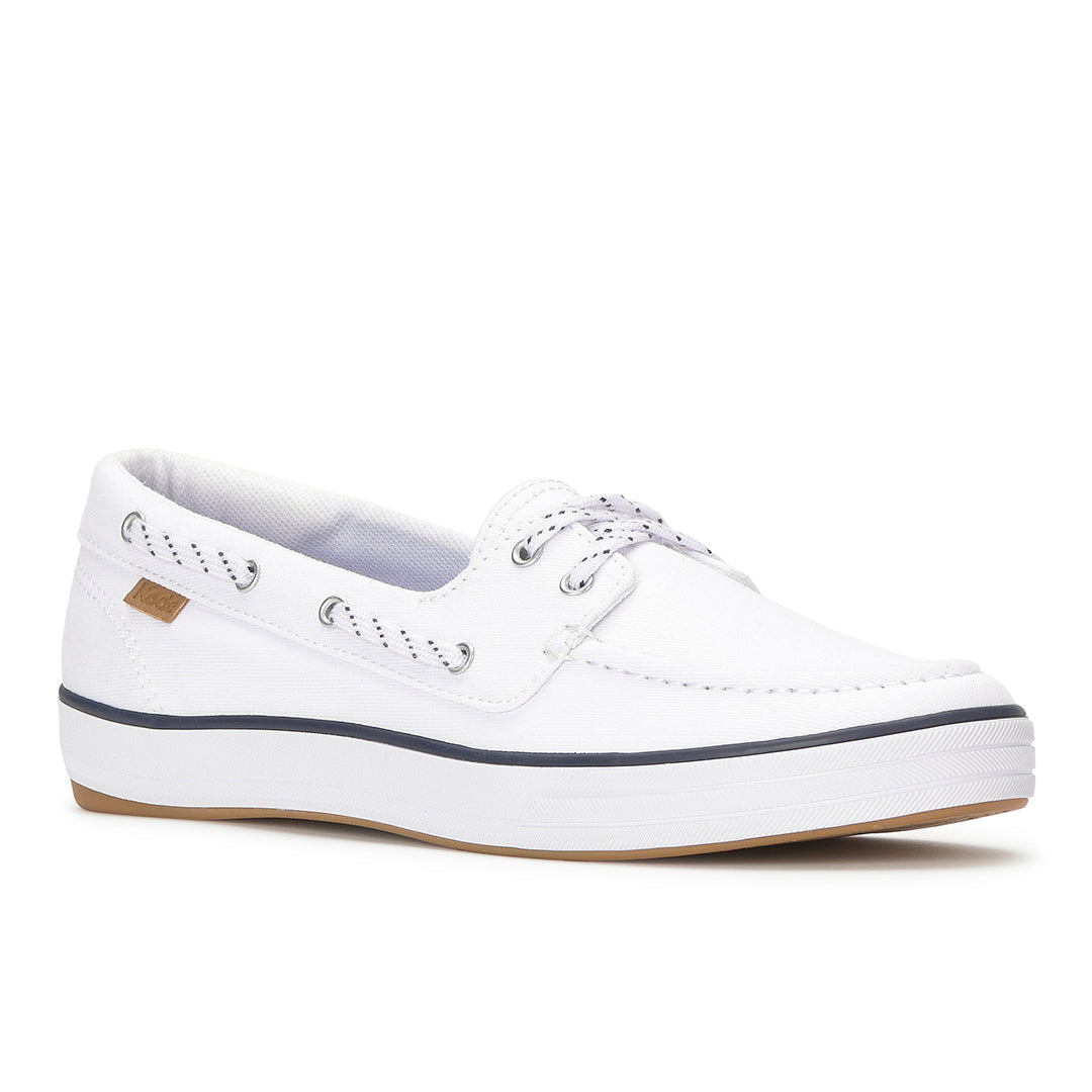 Women's Center III Boat Twill White Sneaker — Versatile