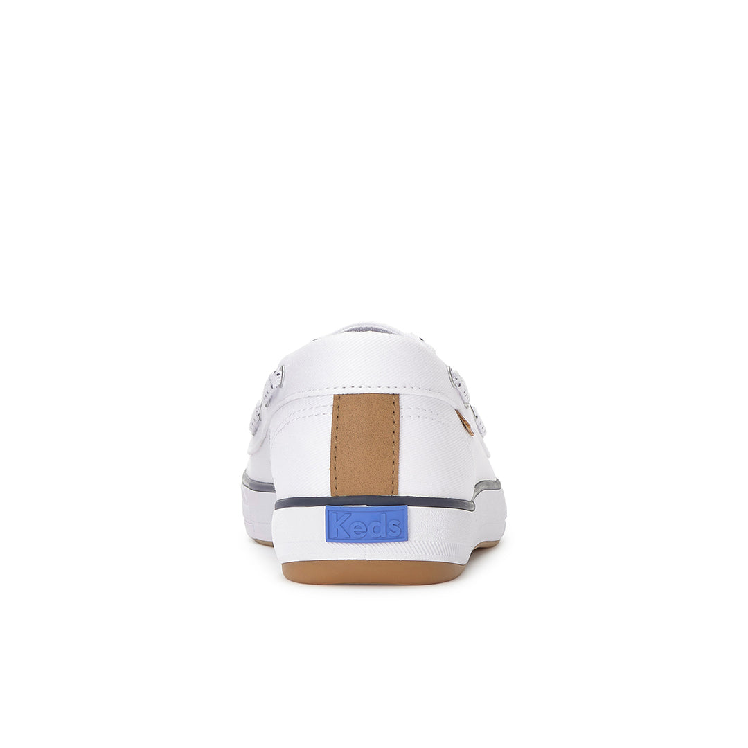 Women's Center III Boat Twill White Sneaker — Versatile
