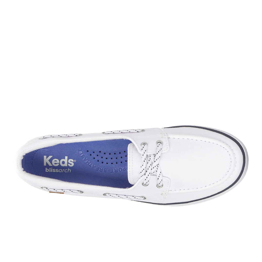 Women's Center III Boat Twill White Sneaker — Versatile
