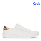 Women's Ace Leather Leopard Heel Sneaker White/Tan