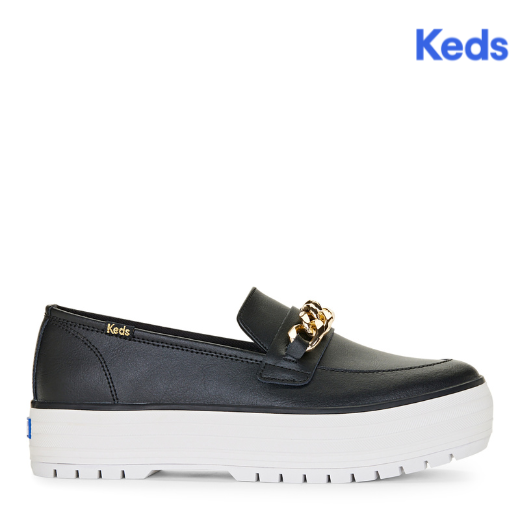 Women's Triple Decker Loafer Lug Chain Applique Sneakers Black — Refined
