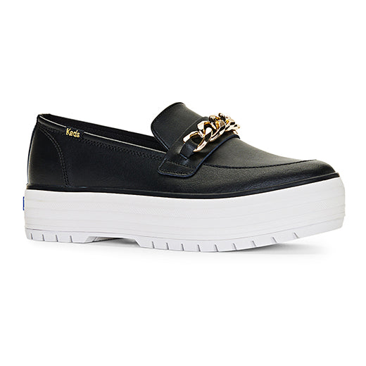 Women's Triple Decker Loafer Lug Chain Applique Sneakers Black — Refined
