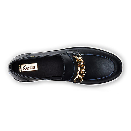 Women's Triple Decker Loafer Lug Chain Applique Sneakers Black — Refined