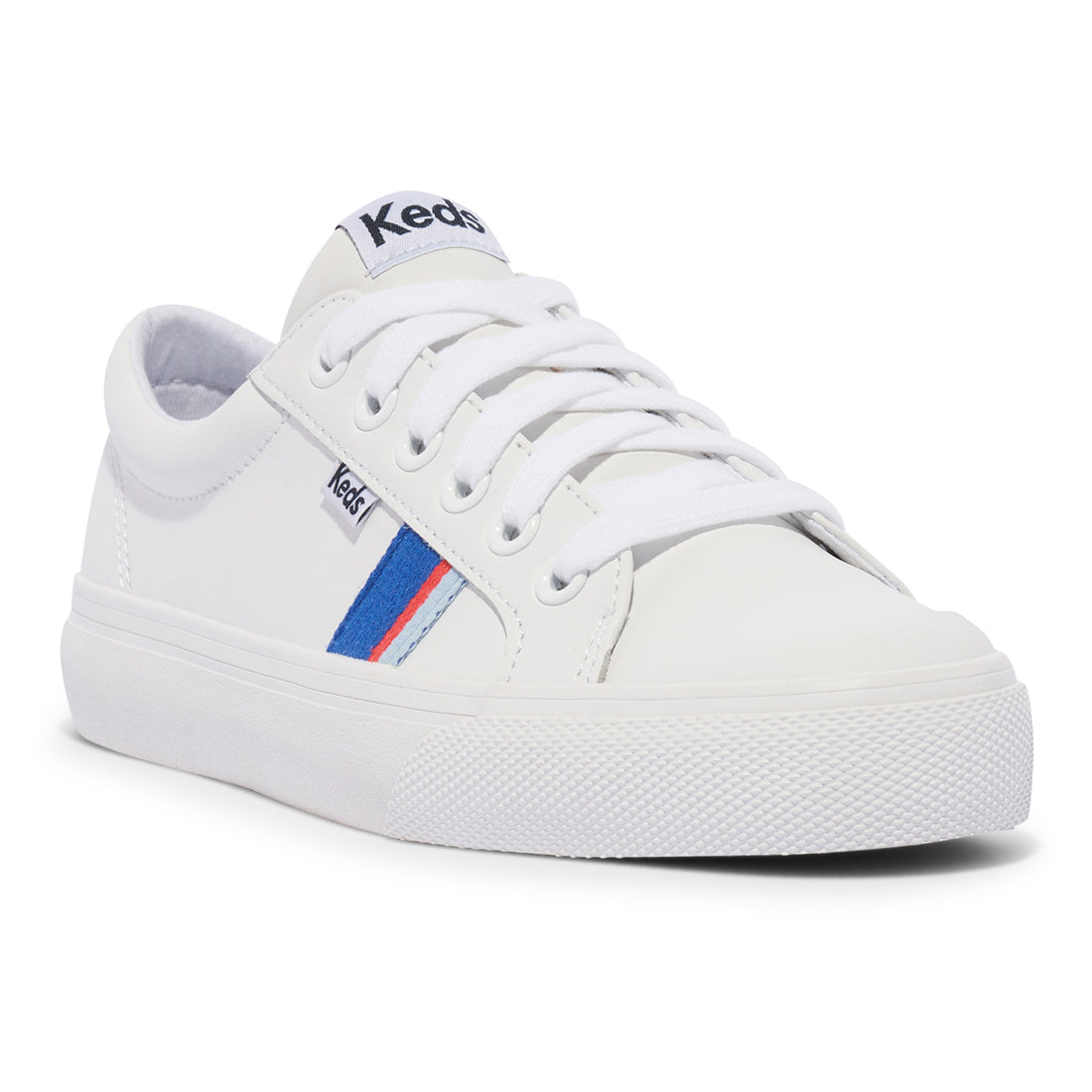 Women's Jump Kick Leather Toe Cap White/Red/Blue — Polished