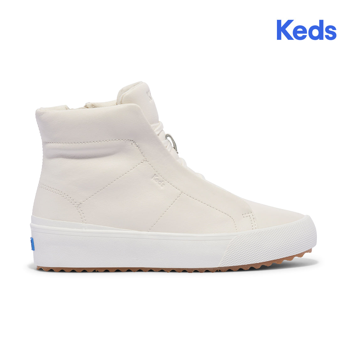Keds Womens' Remi Mid Zip Leather Off White — Polished