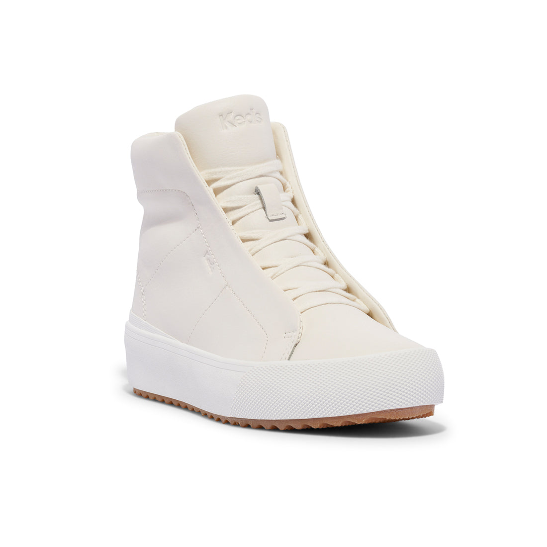 Keds Womens' Remi Mid Zip Leather Off White — Polished