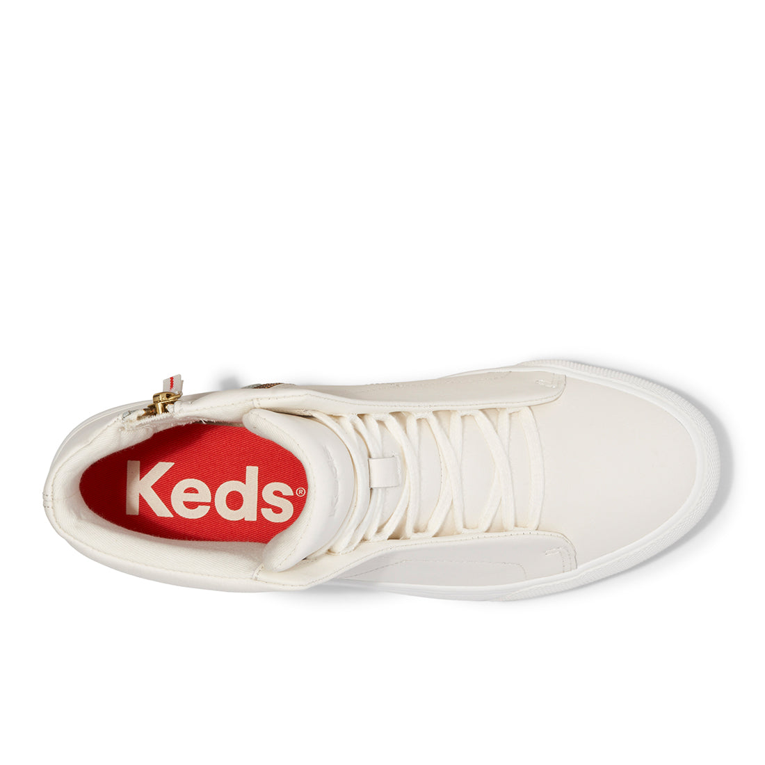 Keds Womens' Remi Mid Zip Leather Off White — Polished