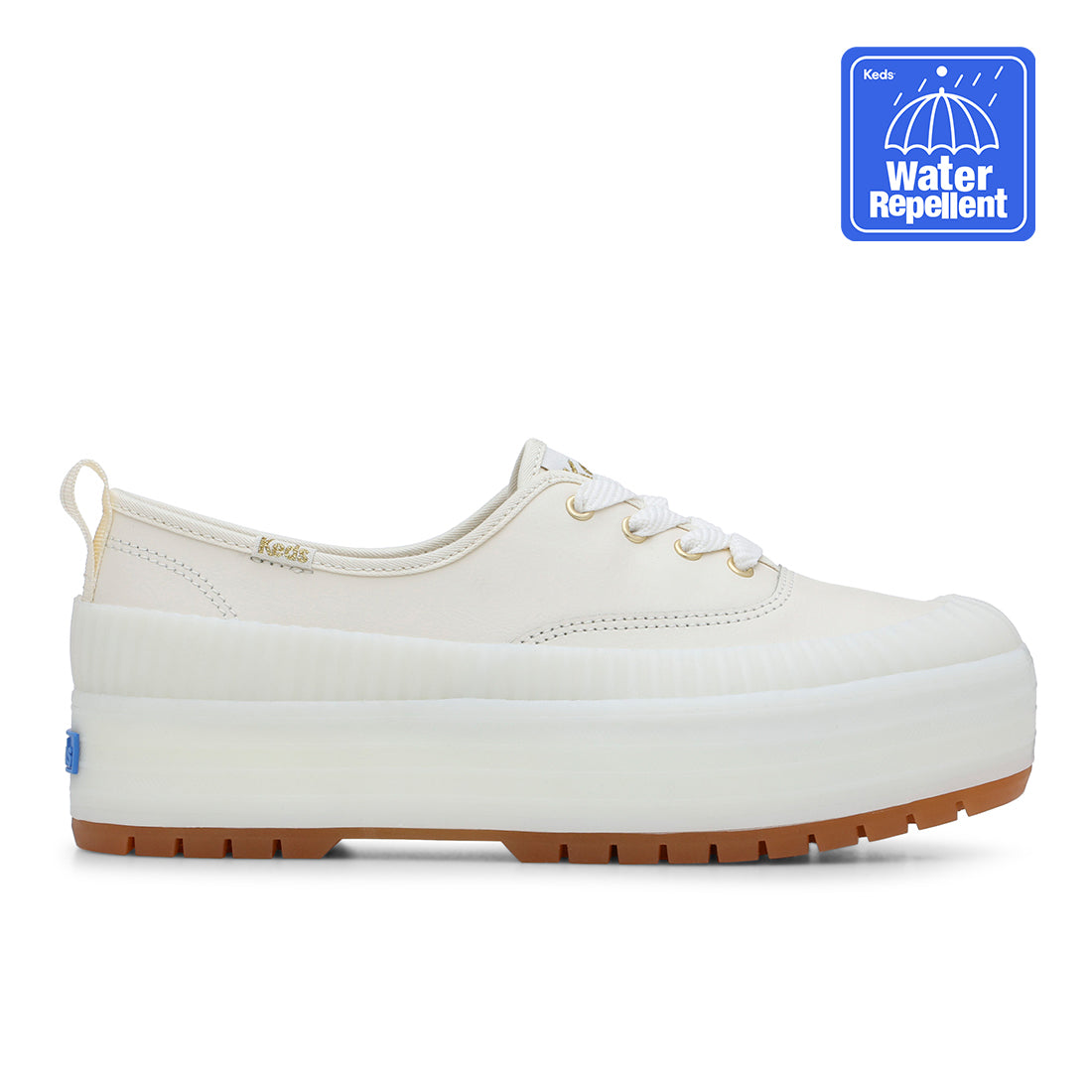 Keds Womens' The Platform Lug Weatherized Leather Off White — Elevated