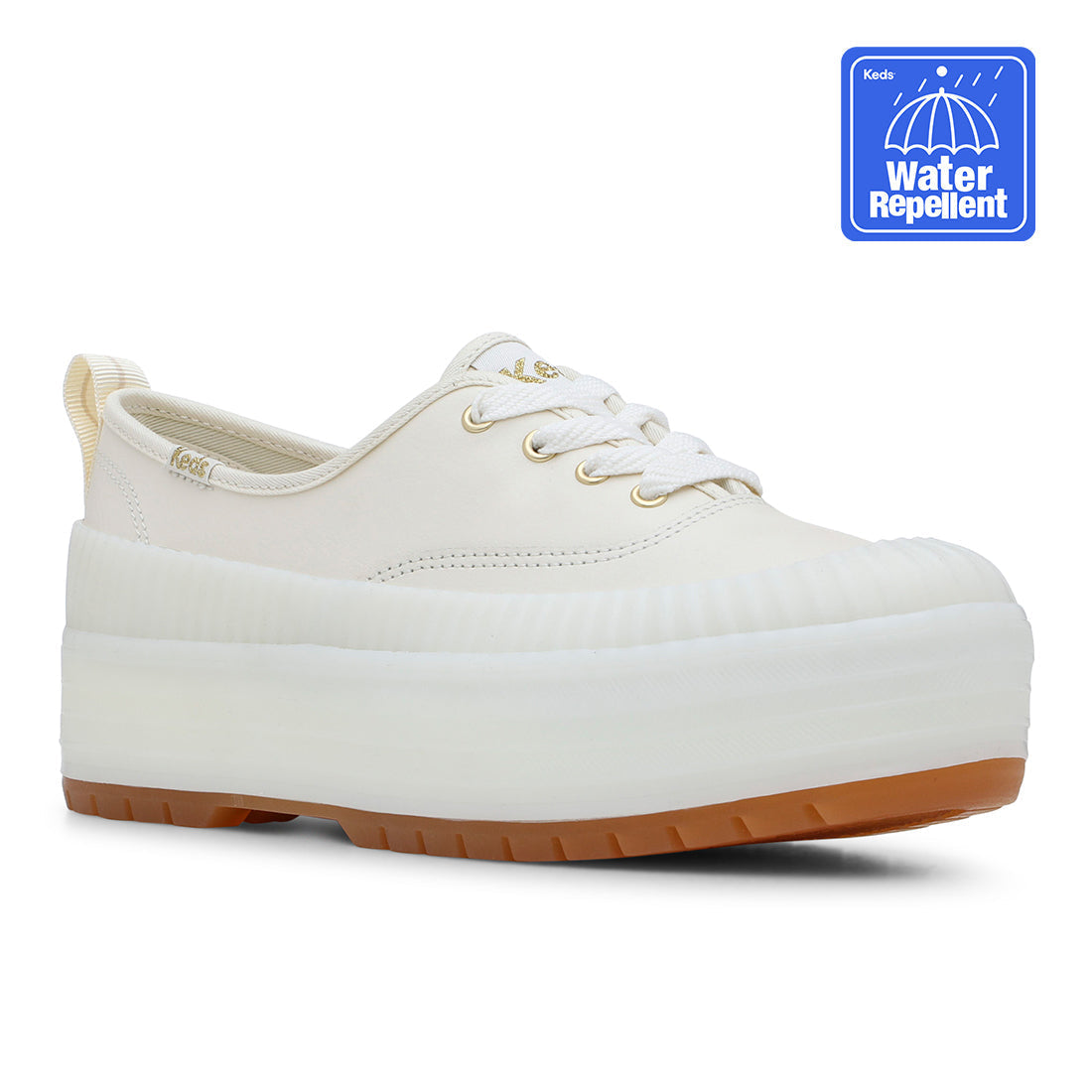 Keds Womens' The Platform Lug Weatherized Leather Off White — Elevated