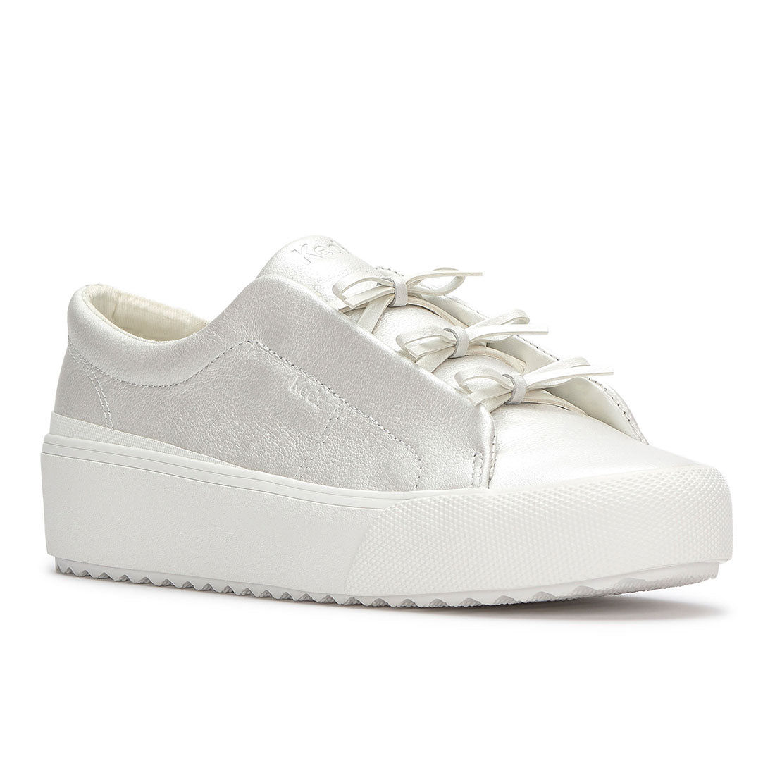 Women's Remi Mini Bow Leather Sneaker Pearlized White — Polished