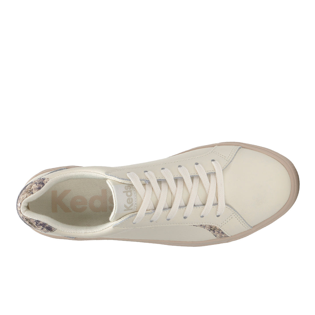 Women's Pursuit Leather Snake Heel Fob Sneaker Egret — Polished