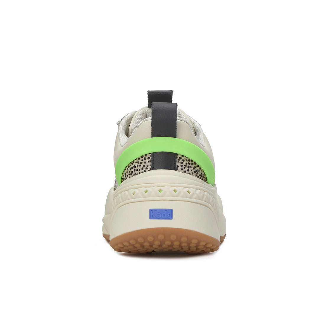 Women's Cross City Trainer Leather Sneaker Egret/Black/Lime — Polished