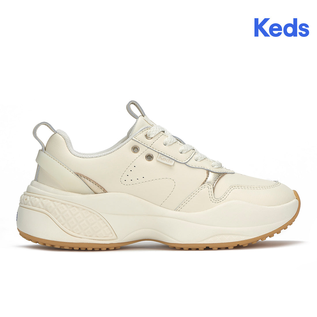 Women's Cross City Trainer Leather Sneaker Egret/Champagne — Polished