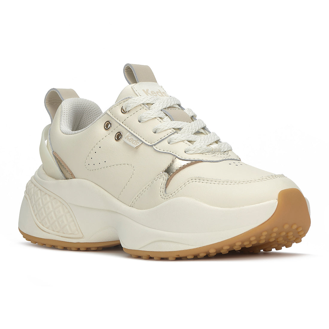 Women's Cross City Trainer Leather Sneaker Egret/Champagne — Polished