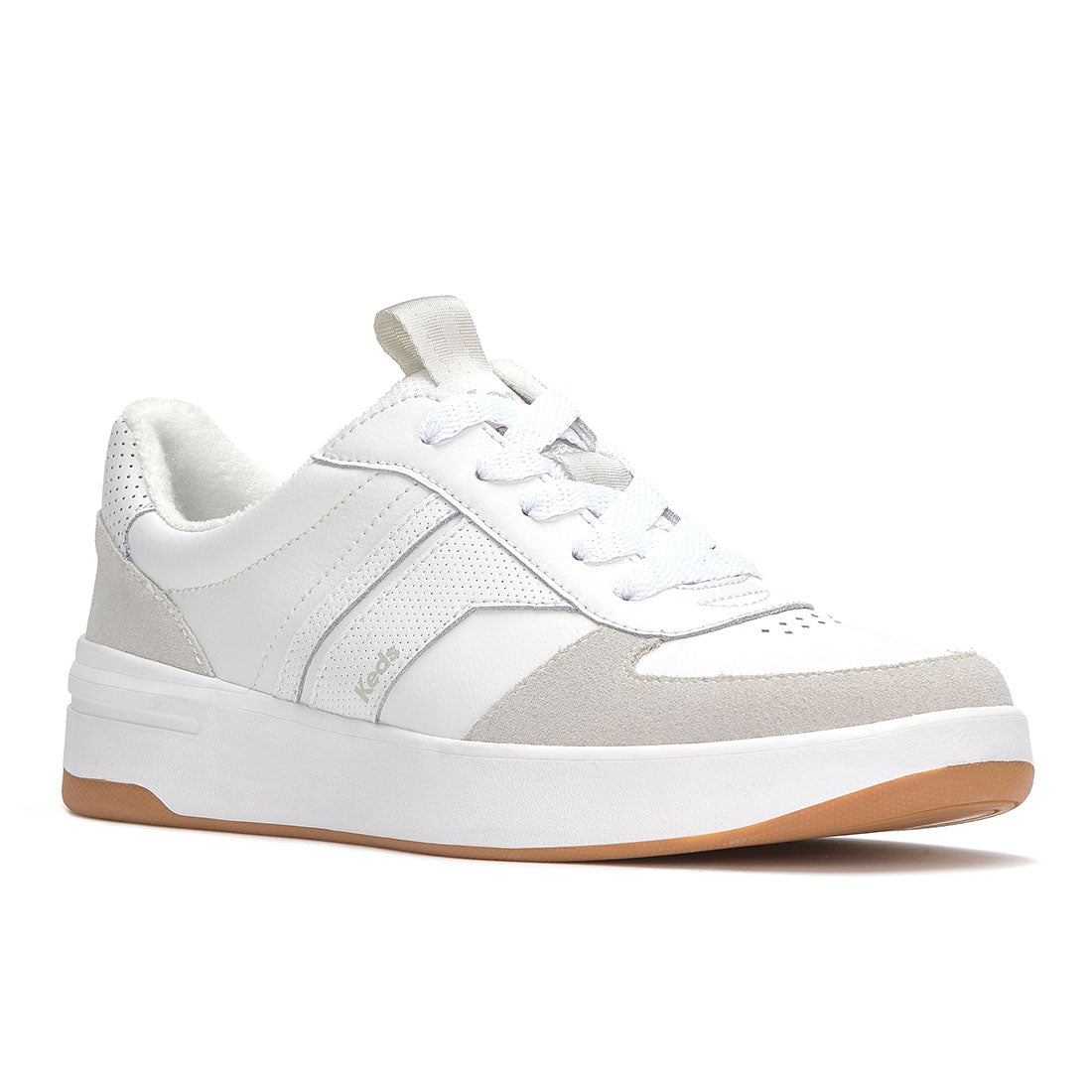 Women's The Court II Leather/Suede Sneaker White/Grey — Polished