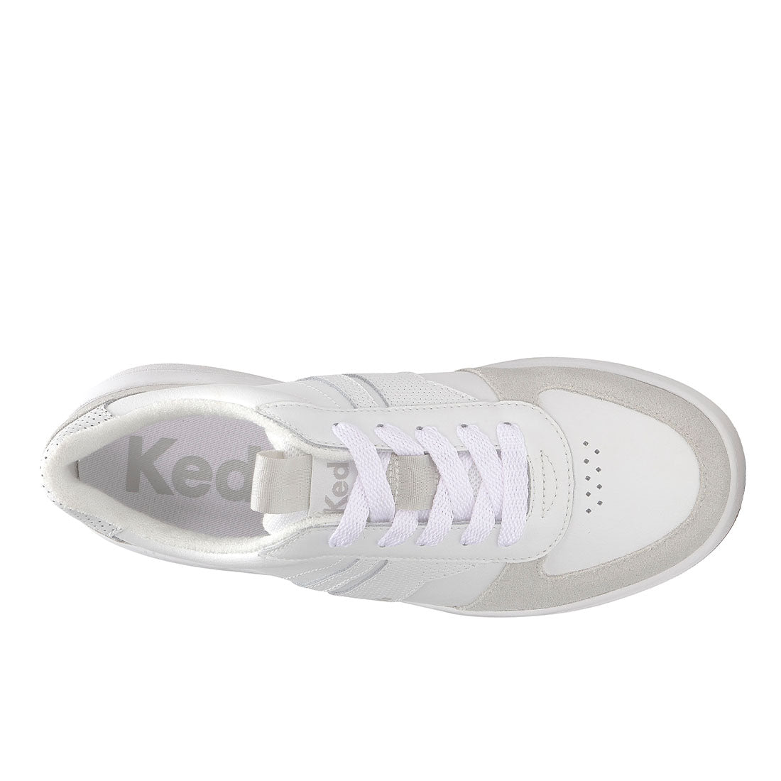 Women's The Court II Leather/Suede Sneaker White/Grey — Polished