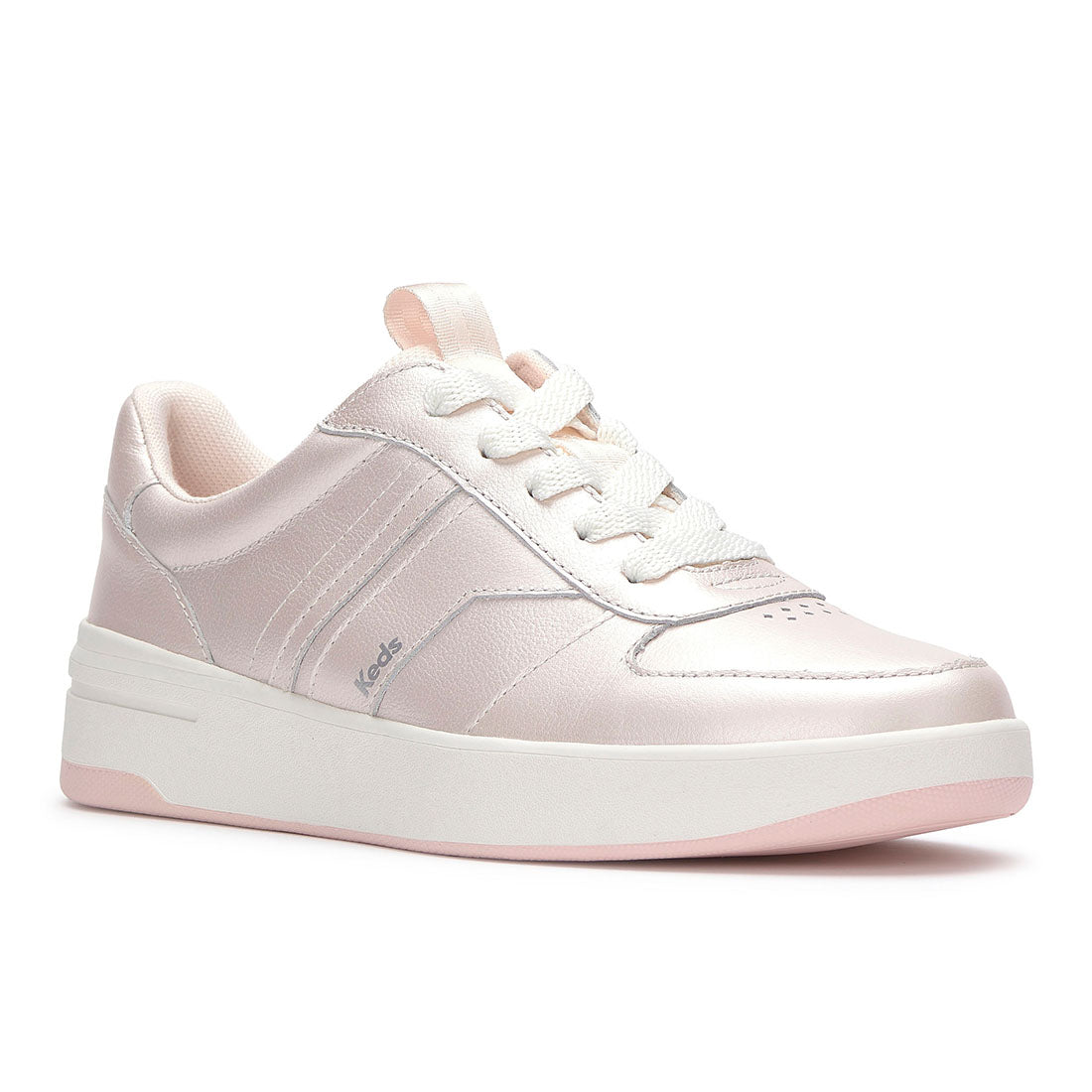 Women's The Court II Pearlized Leather Sneaker Pearlized Pink — Polished
