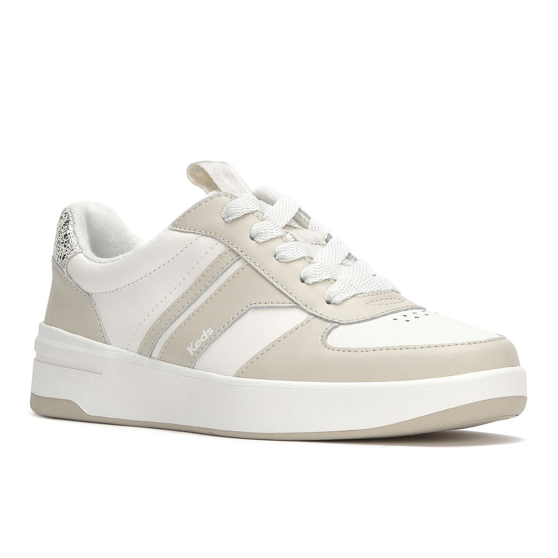 Women's The Court II Leather Sneaker Oatmeal/Silver