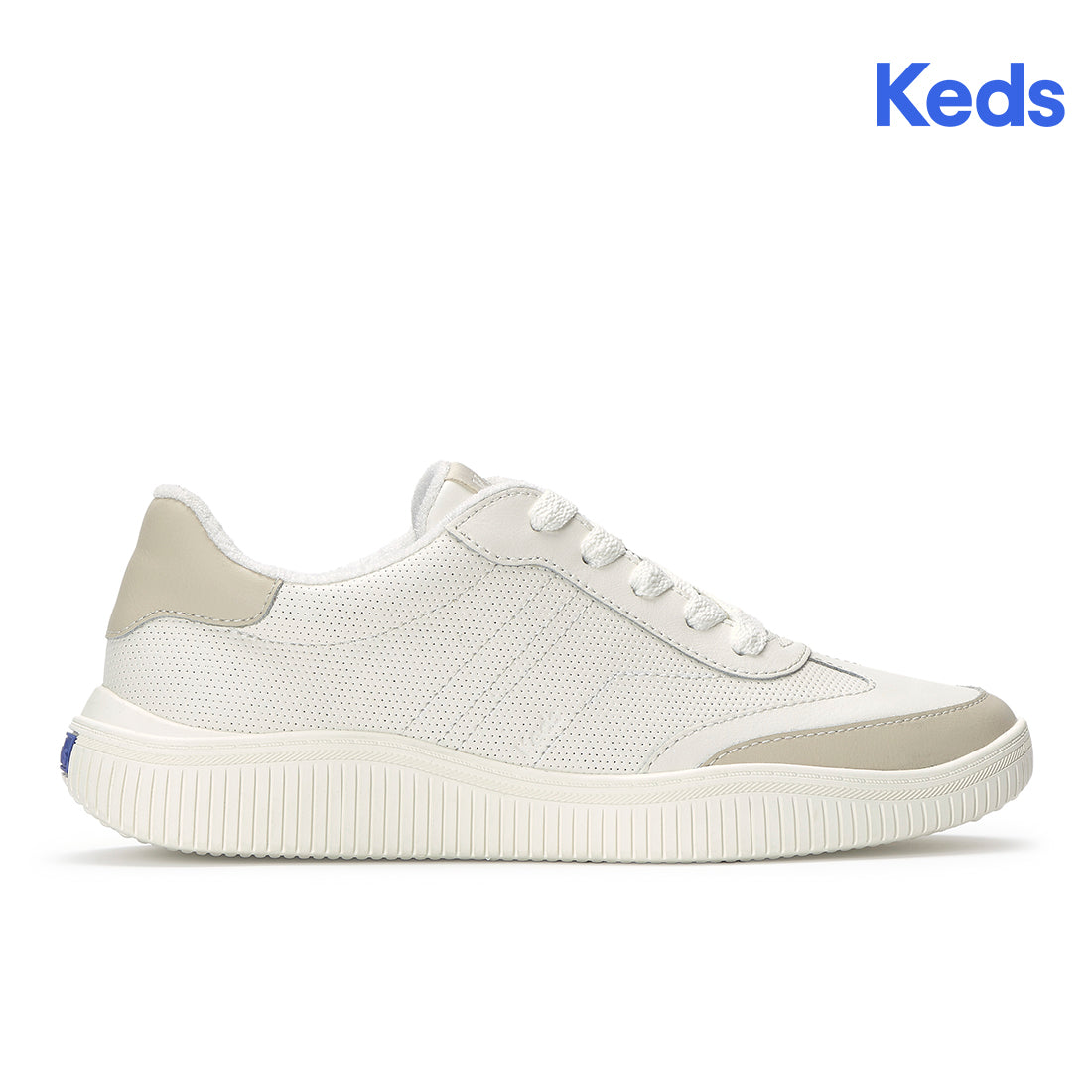 Keds Contest Perf Leather/Suede Snow White/Oatmeal — Polished