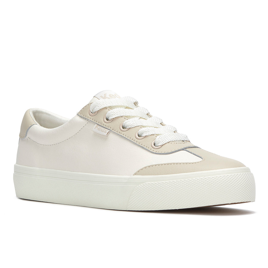 Women's Jump Kick T-Toe Leather Sneaker Snow White/Oatmeal — Polished