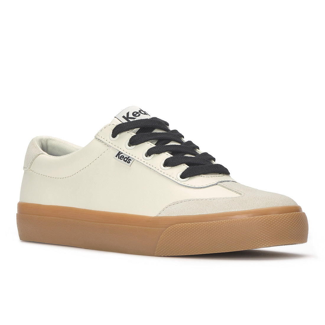 Keds Jump Kick T-Toe Leather/Suede Egret/Oatmeal — Polished