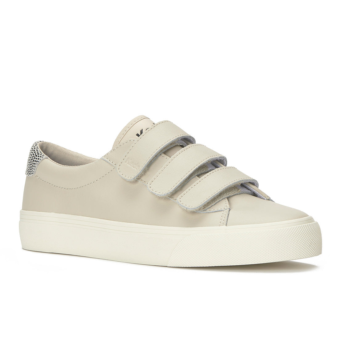 Keds Jump Kick V Leather Dalmata Heel Oatmeal/Black — Polished