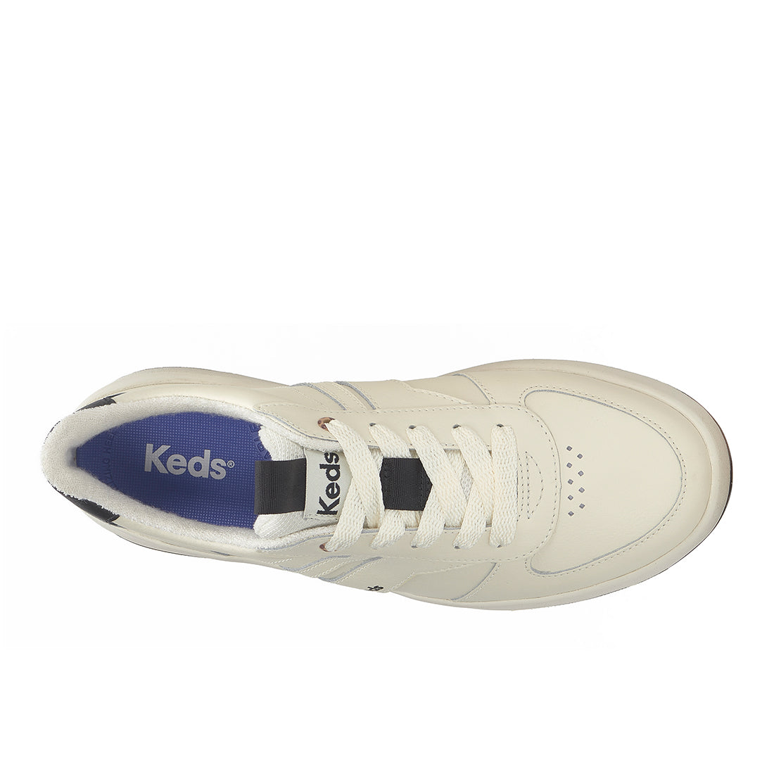 Keds The Court II Leather Pop Outsole Egret/Tan/Black — Polished