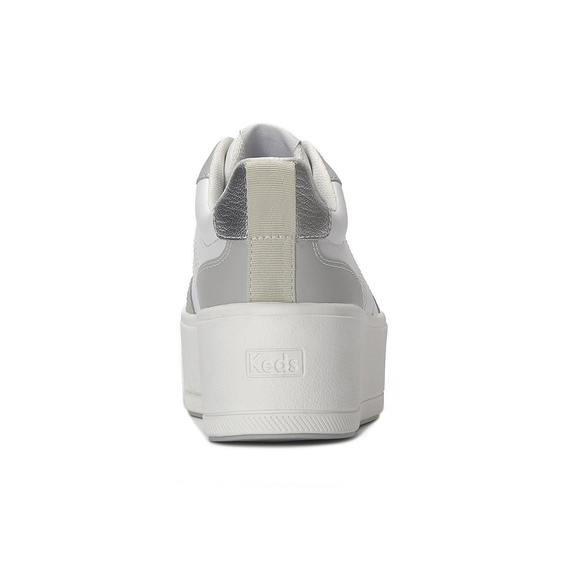Keds Skyler II Leather Metallic Heel White/Grey/Silver — Polished